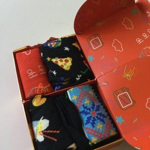 HAPPY SOCKS MENS HOLIDAY 4 PACK COTTON SOCKS FUN HOLIDAY PRINTS 41-46 LARGE NWT